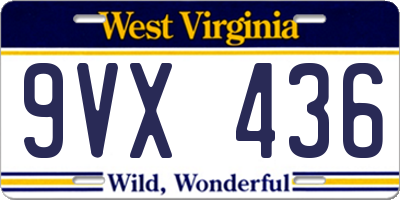 WV license plate 9VX436