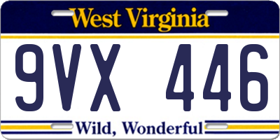 WV license plate 9VX446