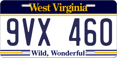 WV license plate 9VX460