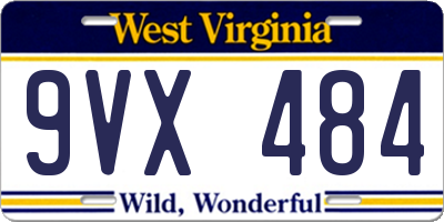 WV license plate 9VX484