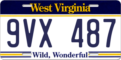 WV license plate 9VX487