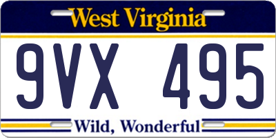 WV license plate 9VX495