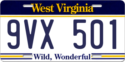 WV license plate 9VX501