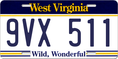 WV license plate 9VX511