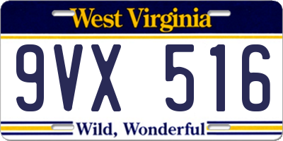 WV license plate 9VX516