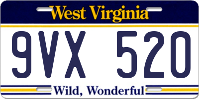 WV license plate 9VX520