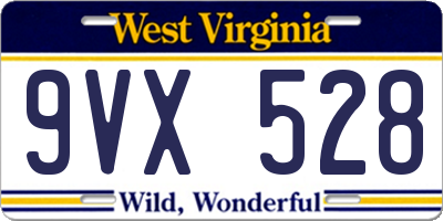 WV license plate 9VX528