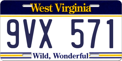 WV license plate 9VX571
