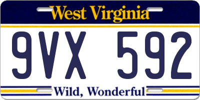 WV license plate 9VX592