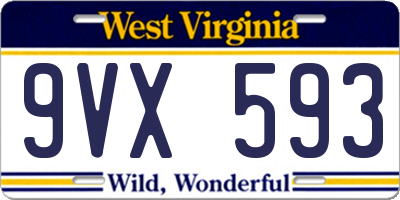 WV license plate 9VX593