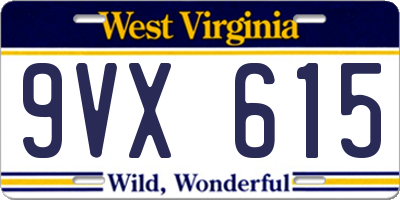 WV license plate 9VX615