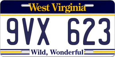 WV license plate 9VX623