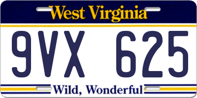 WV license plate 9VX625