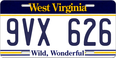 WV license plate 9VX626