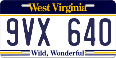 WV license plate 9VX640