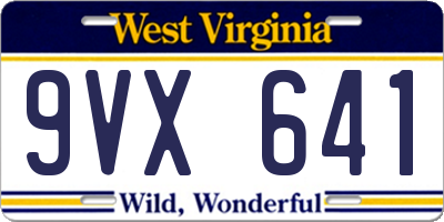 WV license plate 9VX641