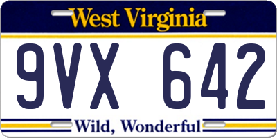 WV license plate 9VX642