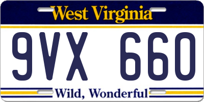 WV license plate 9VX660