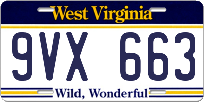 WV license plate 9VX663