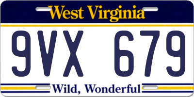 WV license plate 9VX679