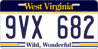WV license plate 9VX682