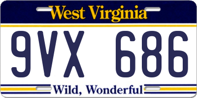 WV license plate 9VX686