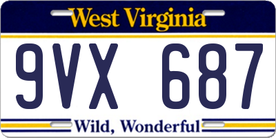 WV license plate 9VX687