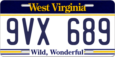 WV license plate 9VX689