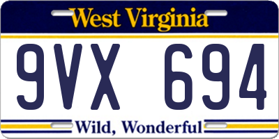 WV license plate 9VX694