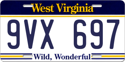 WV license plate 9VX697