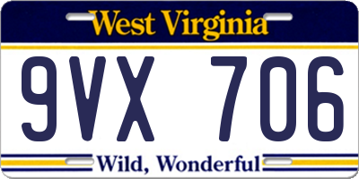 WV license plate 9VX706