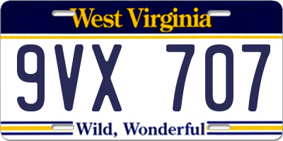 WV license plate 9VX707