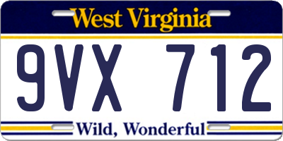WV license plate 9VX712