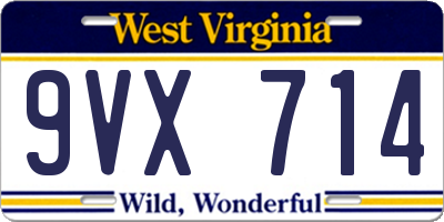 WV license plate 9VX714
