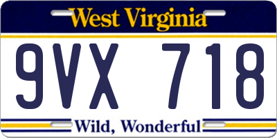 WV license plate 9VX718