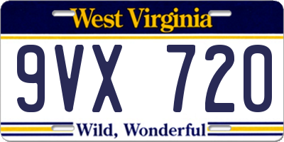 WV license plate 9VX720