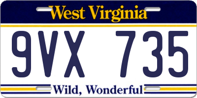 WV license plate 9VX735