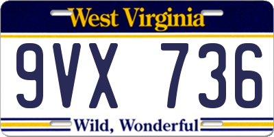 WV license plate 9VX736