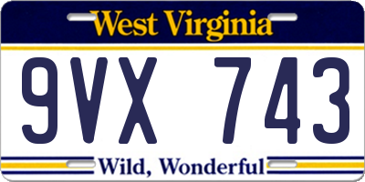 WV license plate 9VX743
