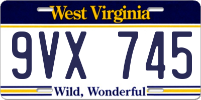 WV license plate 9VX745