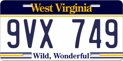 WV license plate 9VX749