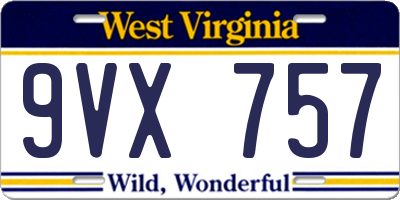 WV license plate 9VX757