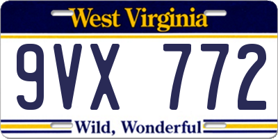 WV license plate 9VX772