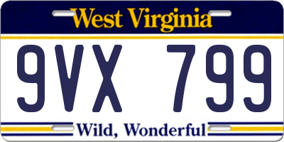 WV license plate 9VX799
