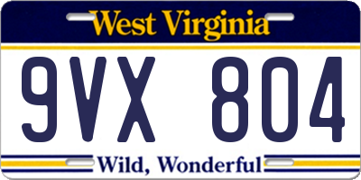 WV license plate 9VX804