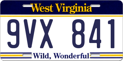 WV license plate 9VX841
