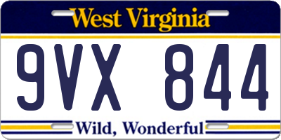 WV license plate 9VX844