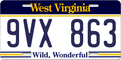 WV license plate 9VX863