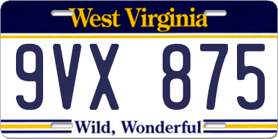 WV license plate 9VX875