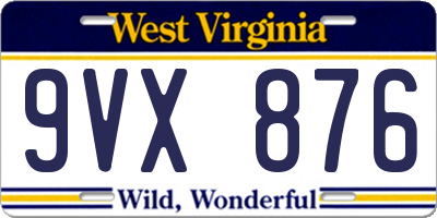 WV license plate 9VX876